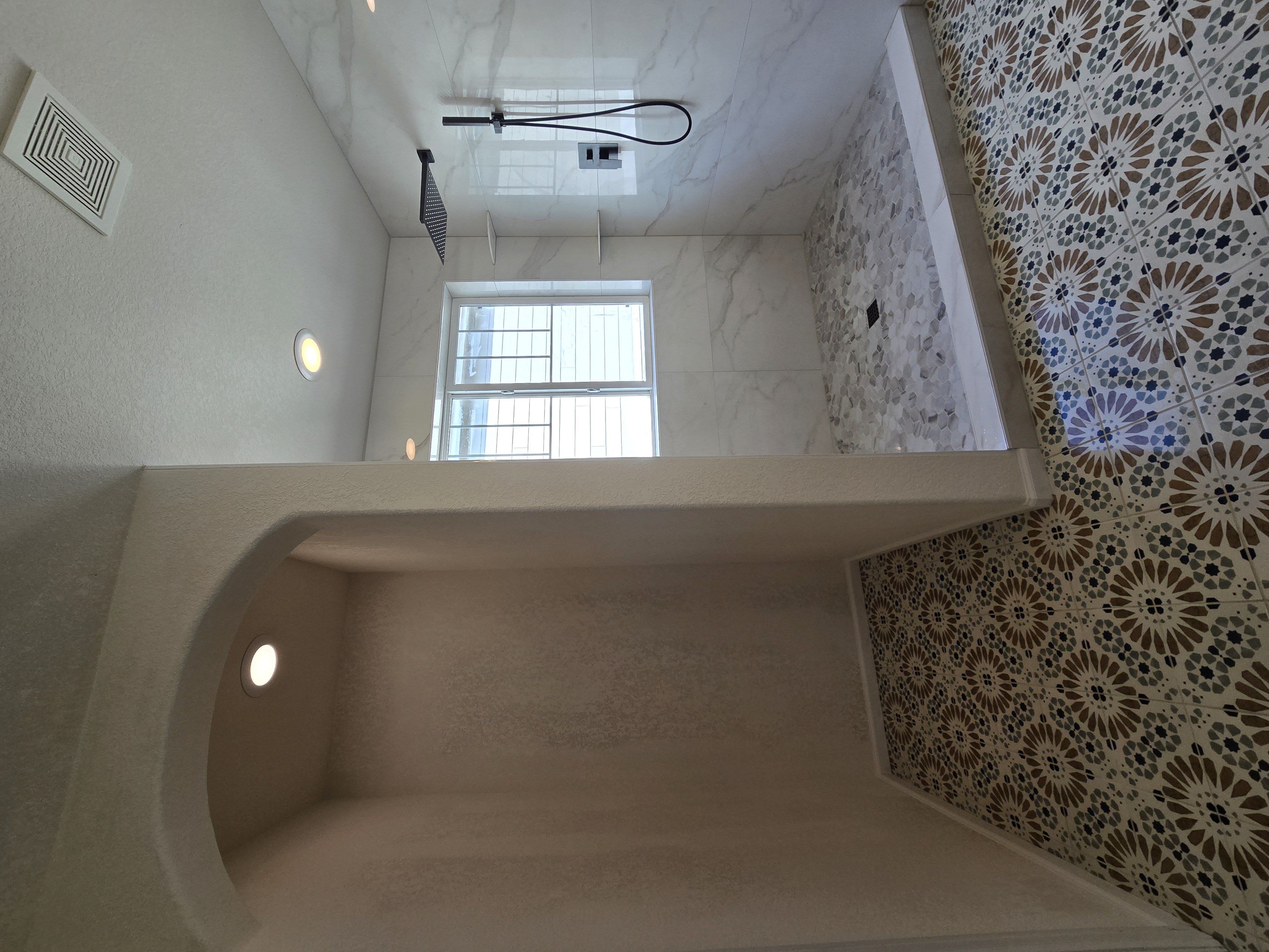 Porcelain Shower and Deco Cement Tile Floor